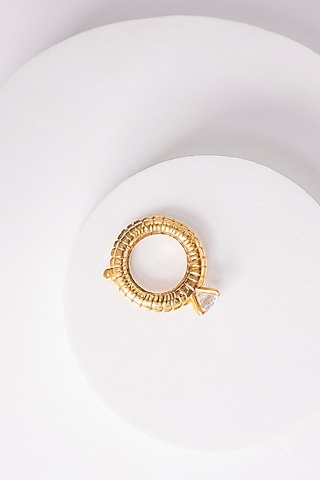 Gold Finish Swarovski Cocktail Ring In Sterling Silver by ITEE Jewellery