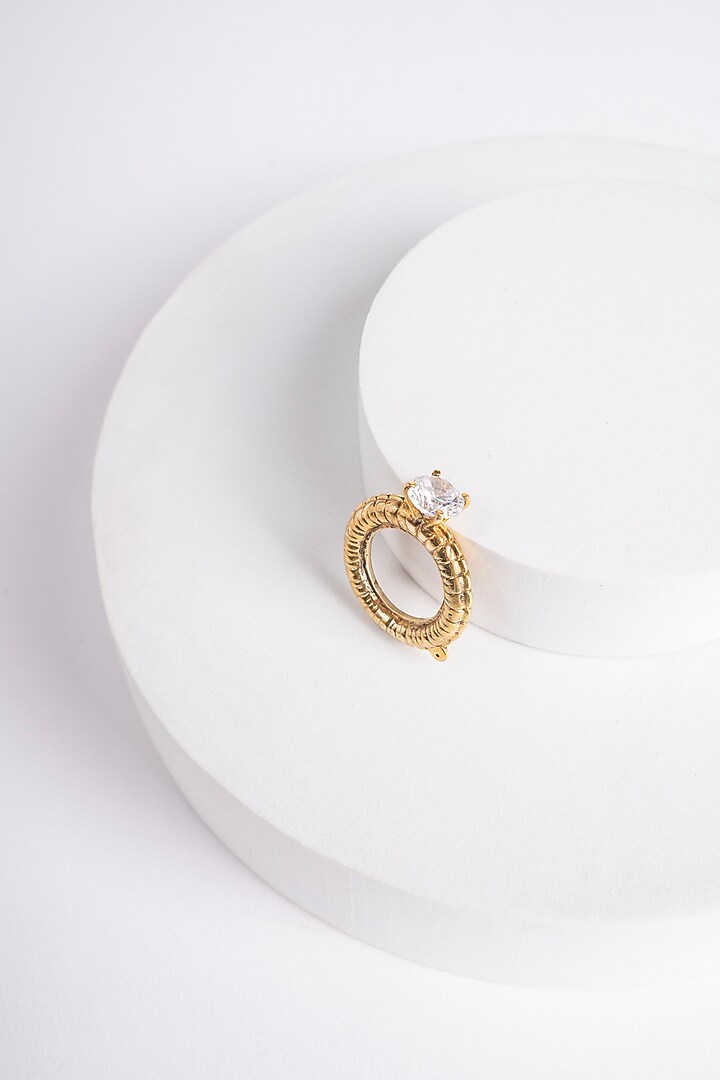 Gold Finish Swarovski Cocktail Ring In Sterling Silver by ITEE Jewellery at Pernia's Pop Up Shop