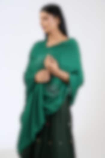 Green Cashmere Wool Sequins & Bead Embroidered Shawl by ITNI at Pernia's Pop Up Shop