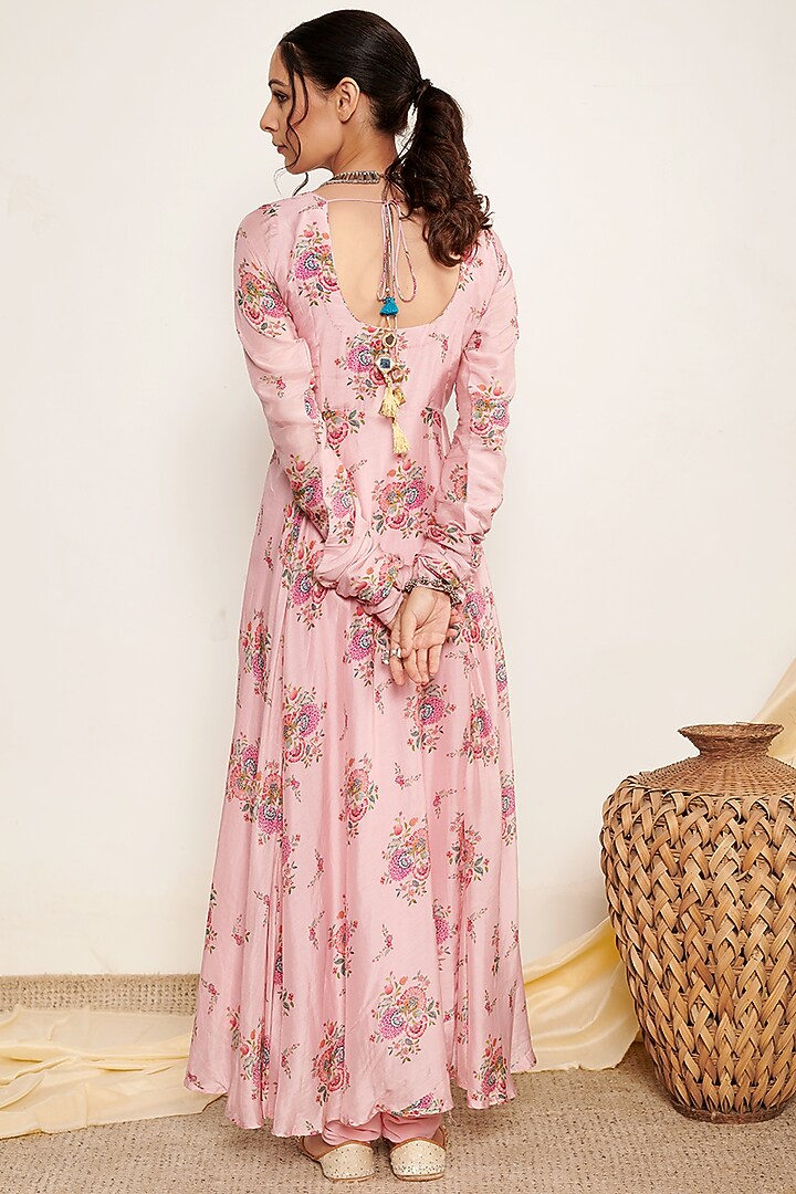 Blush Pink Cotton Silk Printed Anarkali Set by Itraake at Pernia's Pop Up Shop