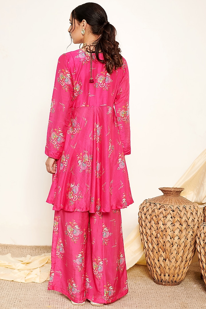 Hot Pink Cotton Silk Printed Sharara Set by Itraake at Pernia's Pop Up Shop