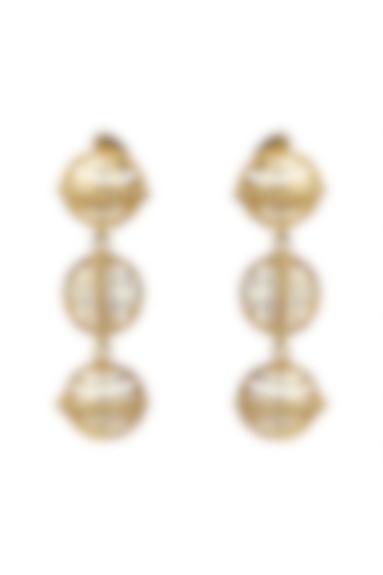 Gold Finish Hand Knotted Ball Chain Dangler Earrings by Itrana By Sonal Gupta at Pernia's Pop Up Shop