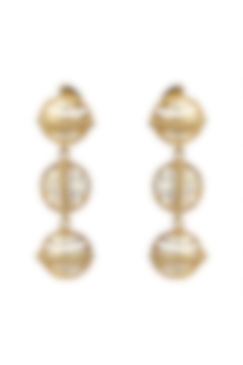 Gold Finish Hand Knotted Ball Chain Dangler Earrings by Itrana By Sonal Gupta