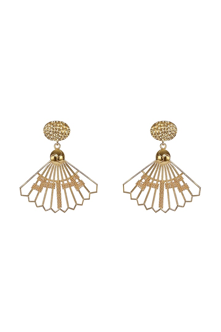 Gold Finish Hand Knotted Ball Chain Dangler Earrings by Itrana By Sonal Gupta