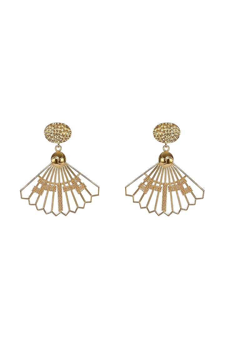 Gold Finish Hand Knotted Ball Chain Dangler Earrings by Itrana By Sonal Gupta