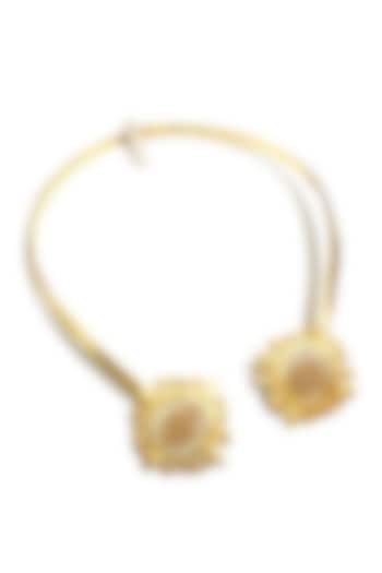 Yellow Gold Finish Victorian Choker Necklace by Itrana By Sonal Gupta