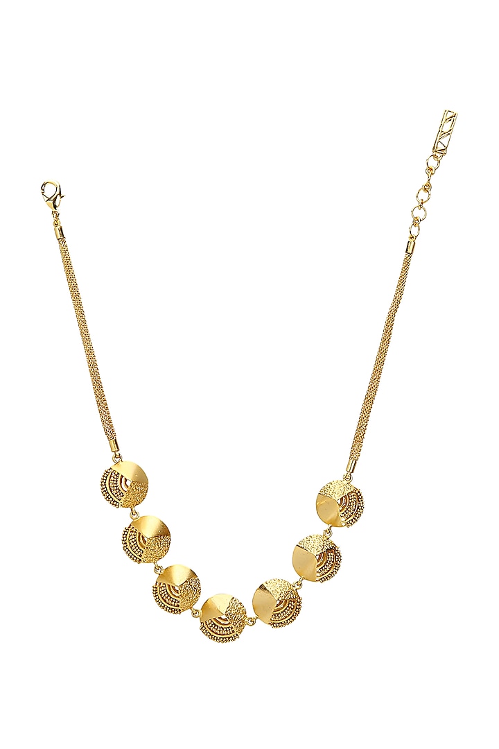 Yellow Gold Finish Domed Choker Necklace by Itrana By Sonal Gupta