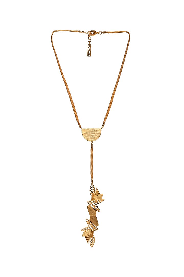 Yellow Gold Finish Abstract Necktie by Itrana By Sonal Gupta at Pernia's Pop Up Shop