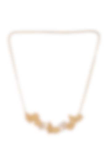 Yellow Gold Finish Long Edged Necklace by Itrana By Sonal Gupta