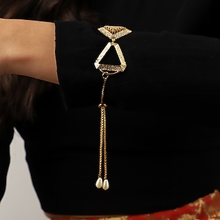 Yellow Gold Finish Triangle Bracelet by Itrana By Sonal Gupta