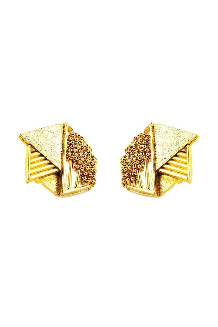 Gold Finish Hexa Stud Earrings by Itrana By Sonal Gupta