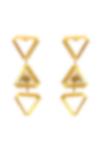 Gold Finish Trio-Triangular Dangler Earrings by Itrana By Sonal Gupta