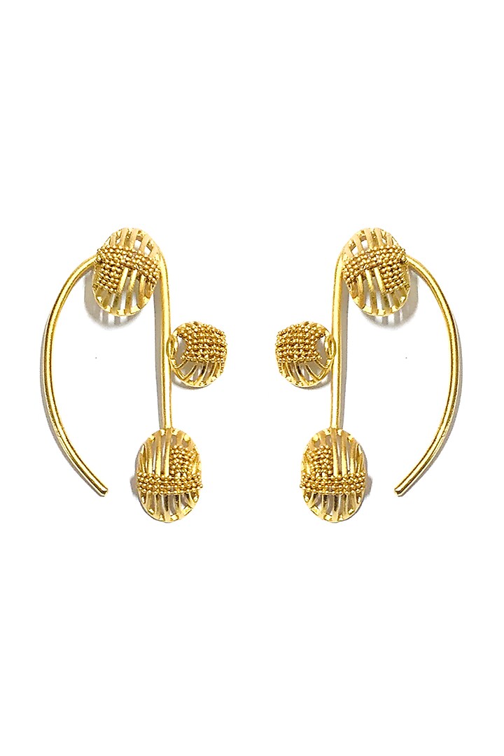 Gold Finish Minimal Orb Ear Cuffs by Itrana By Sonal Gupta
