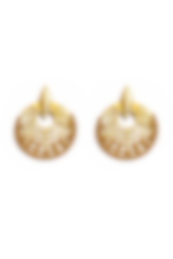Gold Finish Leaf Orb Earrings by Itrana By Sonal Gupta
