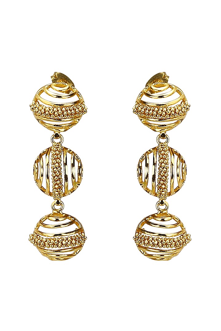 Gold Finish Mini Orb Dangler Earrings by Itrana By Sonal Gupta