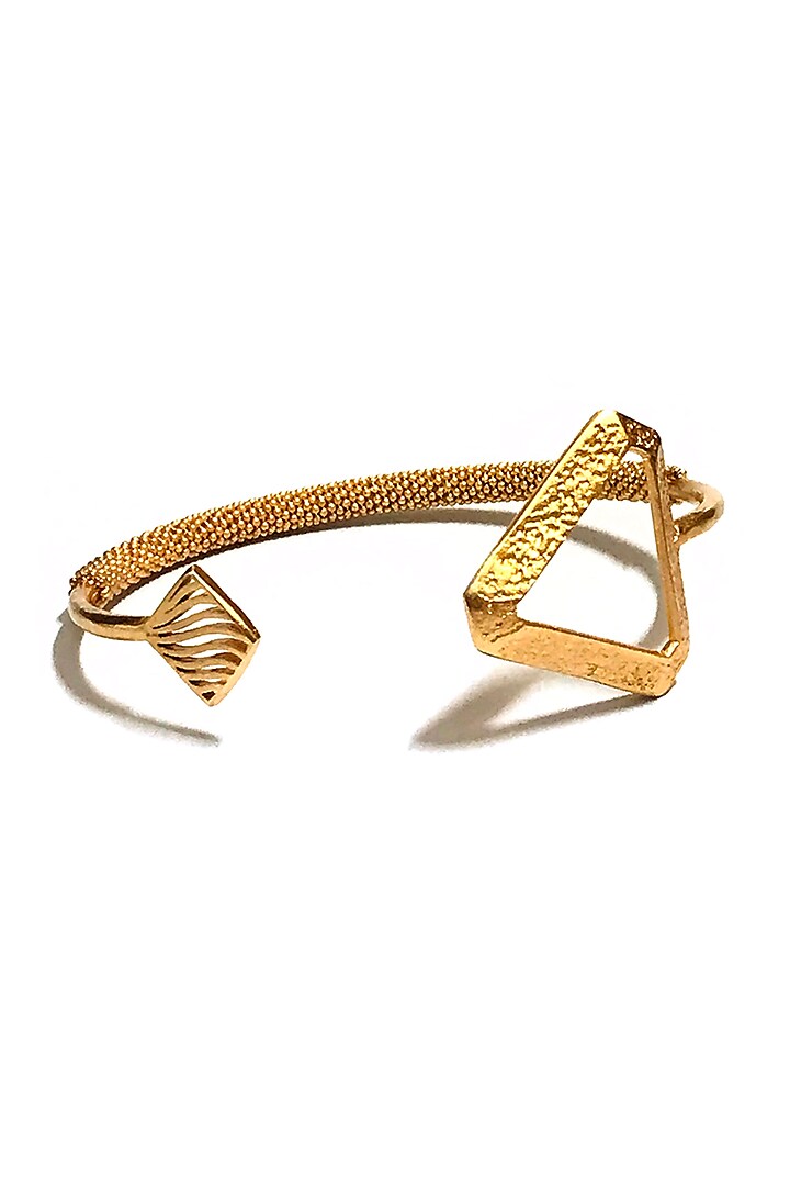 Gold Finish Stackable Bolt Cuff by Itrana By Sonal Gupta