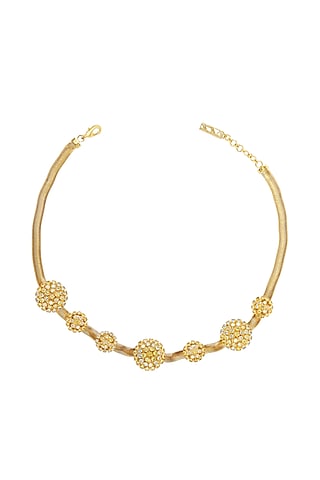Gold Rhodium Finish Zircon Herd Of The Sun Necklace by Itrana By Sonal Gupta