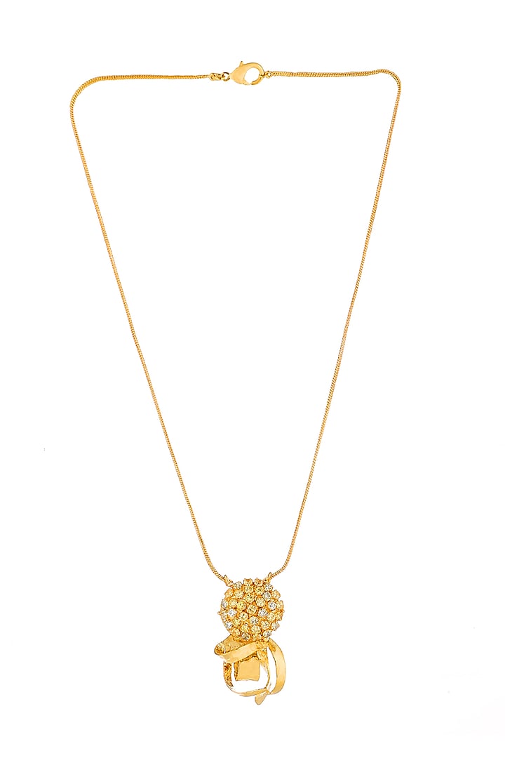 Gold Rhodium Finish Zircon Calendula Pendant Necklace by Itrana By Sonal Gupta at Pernia's Pop Up Shop