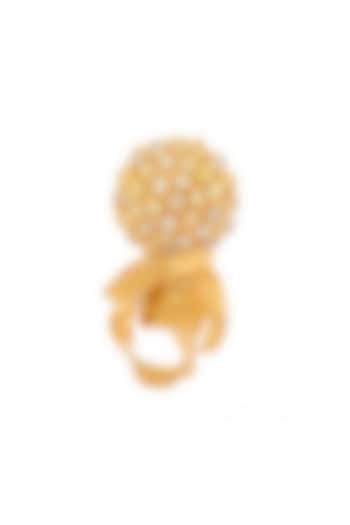 Gold Rhodium Finish Zircon Adjustable Calendula RIng by Itrana By Sonal Gupta at Pernia's Pop Up Shop