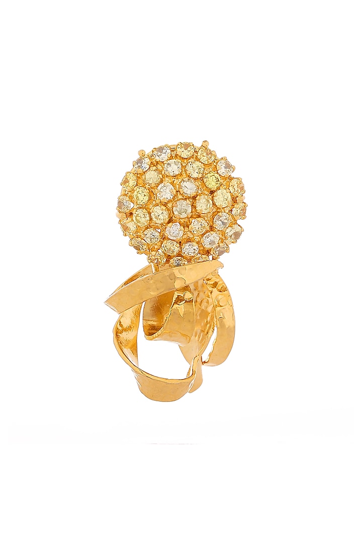 Gold Rhodium Finish Zircon Adjustable Calendula RIng by Itrana By Sonal Gupta at Pernia's Pop Up Shop