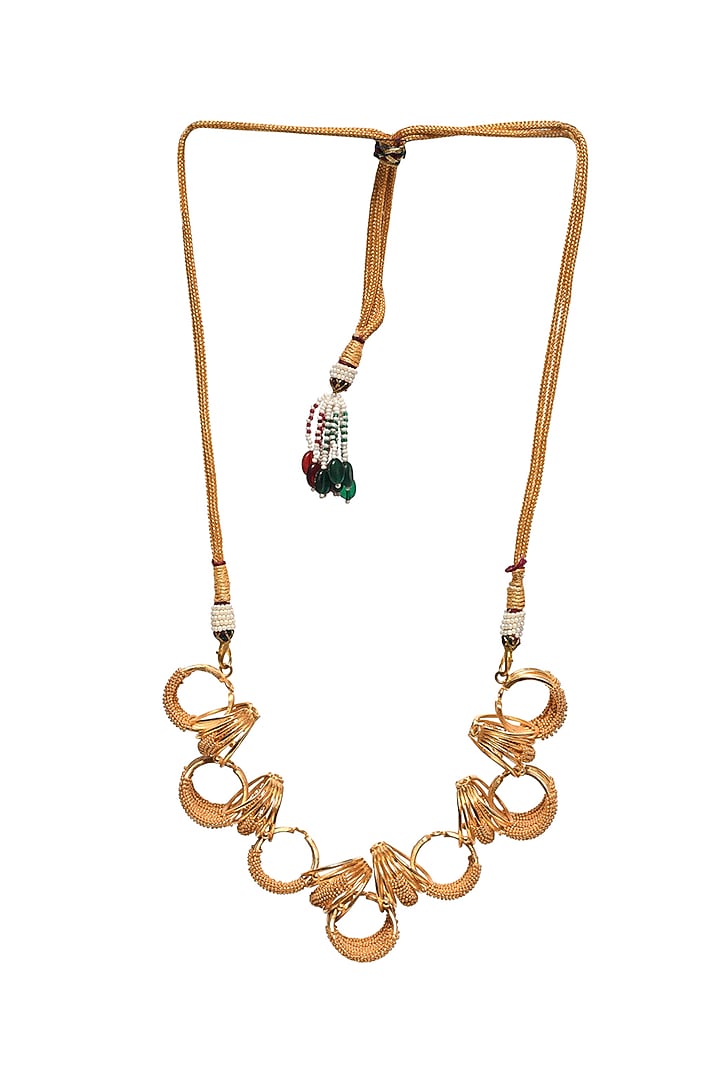 Gold Rhodium Finish Hand-Knotted Ball Chain Embellished Granthi Necklace by Itrana By Sonal Gupta at Pernia's Pop Up Shop