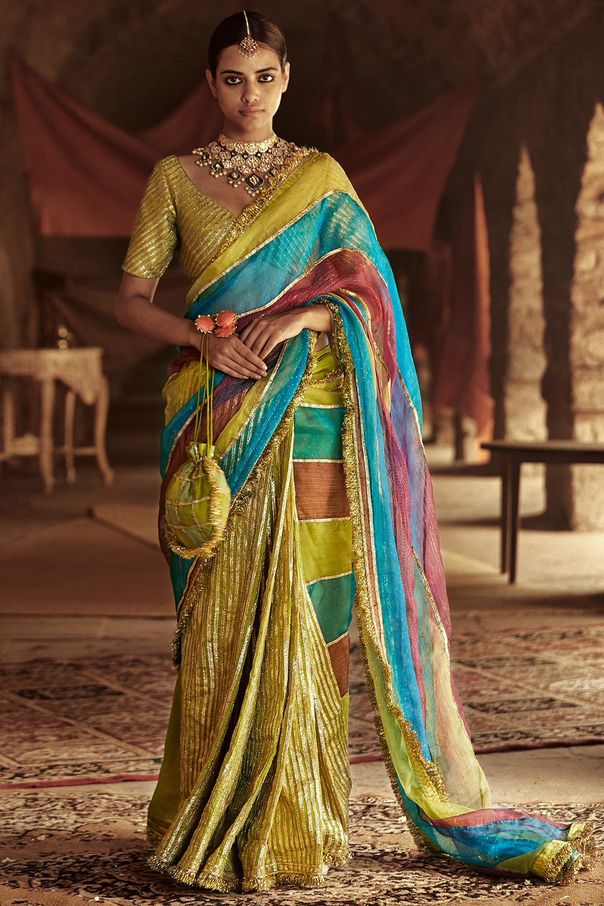 Shilpa Reddy Yellow Stripes Silk Saree | Striped blouse designs, Silk saree  blouse designs, Saree blouse designs latest