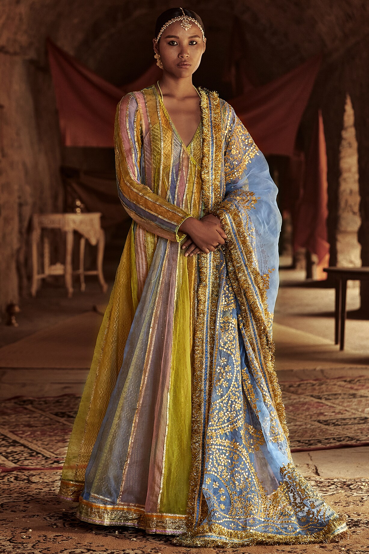 Babyhug Cotton Full Sleeves Embroidered Angarakha Kurta Dhoti Set - Blue main image 1