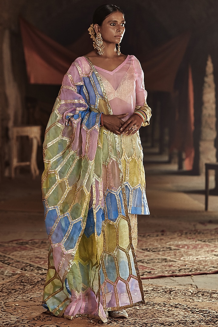 Multi Colored Embroidered Kurta Set by ITRH at Pernia's Pop Up Shop