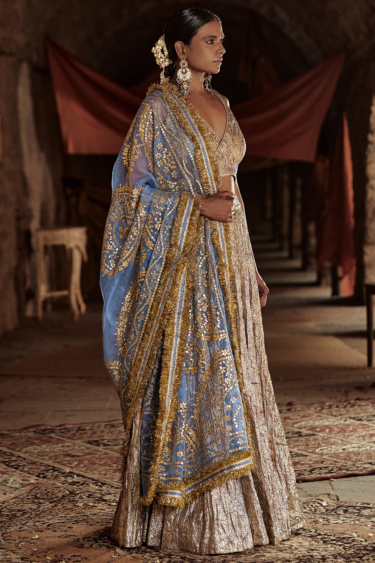 Buy Pastel Grey Shamita Shetty Sharara - Lehenga Style Sharara Suit –  Empress Clothing