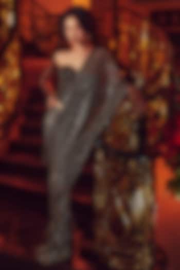 Multi-Colored Net Crystal Embellished Bridal Saree Set by ITRH at Pernia's Pop Up Shop