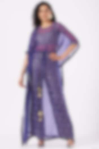 Purple Silk Organza Kaftan Set by ITRH at Pernia's Pop Up Shop