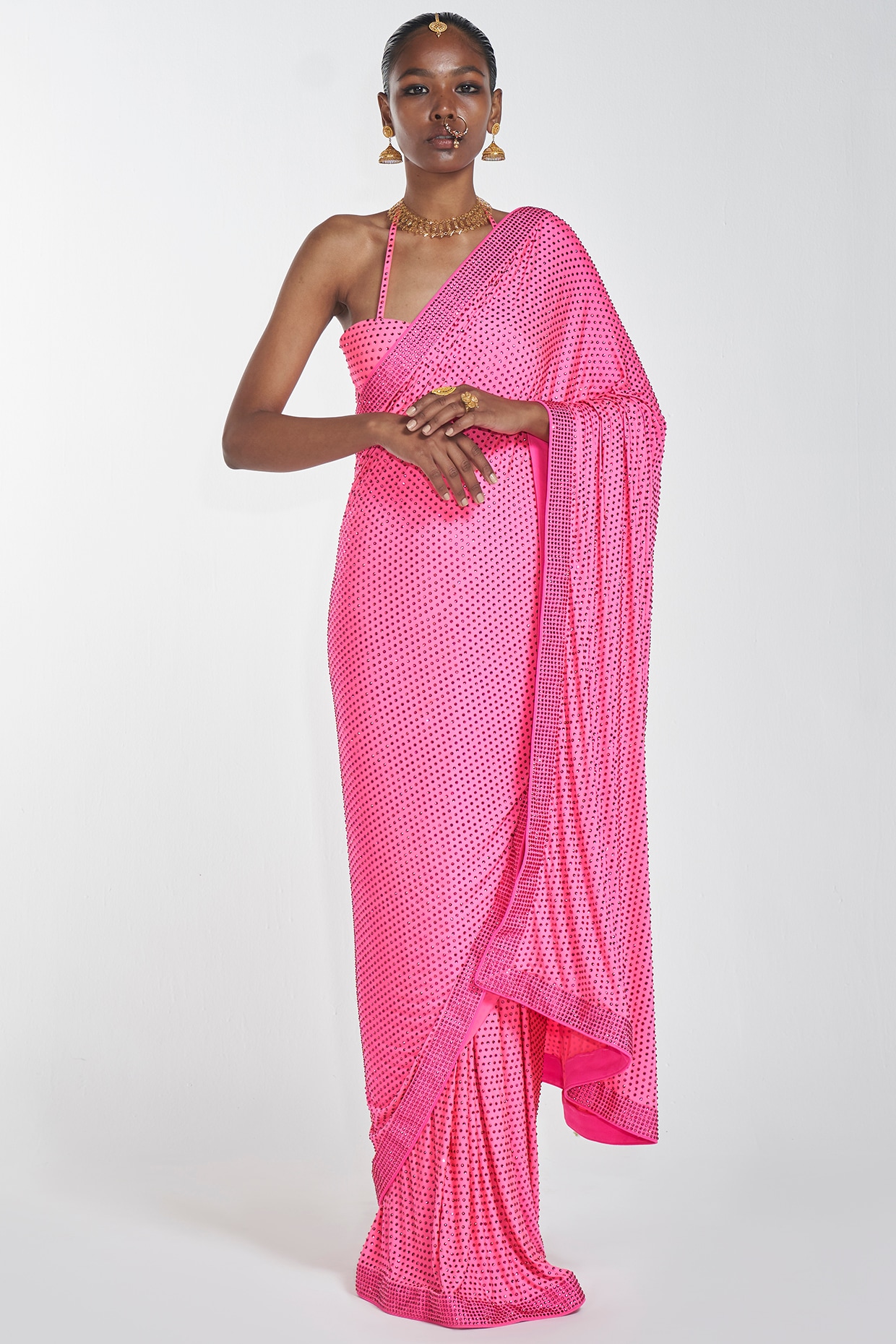 Hot Pink Organza Saree – Nangaliaruchira