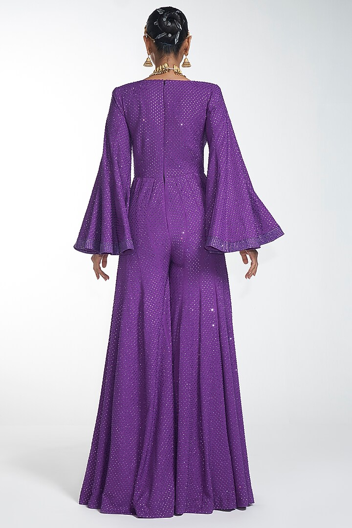 Cadmium Violet Embroidered Jumpsuit by ITRH at Pernia's Pop Up Shop