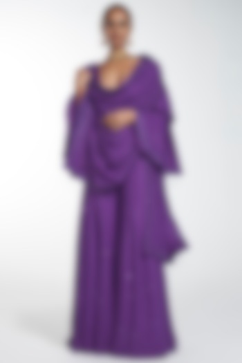 Cadmium Violet Jumpsuit With Dupatta by ITRH