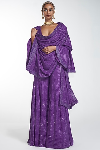 Cadmium Violet Jumpsuit With Dupatta by ITRH