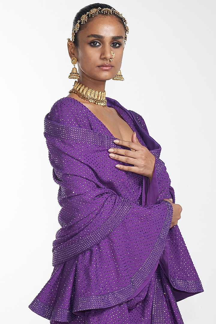 Cadmium Violet Jumpsuit With Dupatta by ITRH at Pernia's Pop Up Shop