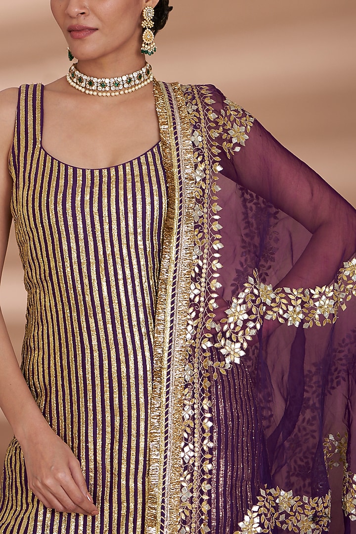 Purple Lampi Bridal Sharara Set by ITRH at Pernia's Pop Up Shop