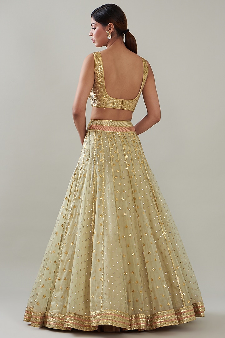 Mint Green Silk Organza Bridal Lehenga Set by ITRH at Pernia's Pop Up Shop