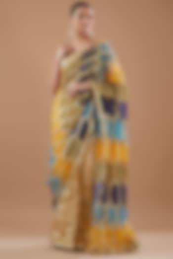 Multi-Colored Organza Pre-Stitched Saree Set by ITRH