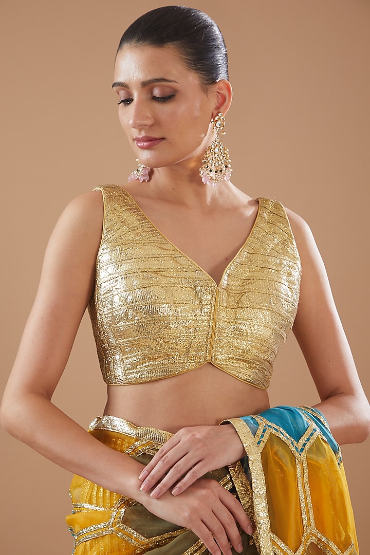 Multi-Colored Organza Pre-Stitched Reception Saree Set by ITRH at Pernia's Pop Up Shop