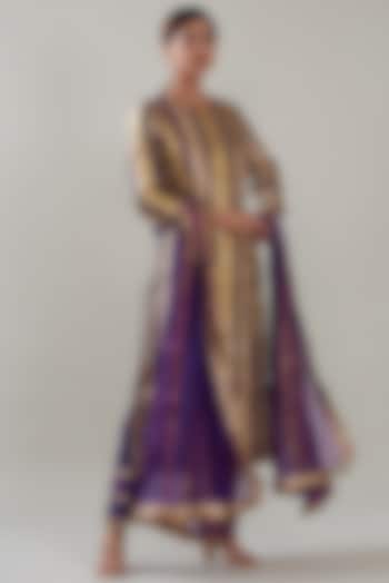 Purple Silk Chanderi Kurta Set by ITRH