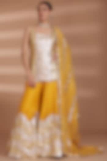 Haldi Yellow Chanderi Paneled Gharara Set by ITRH