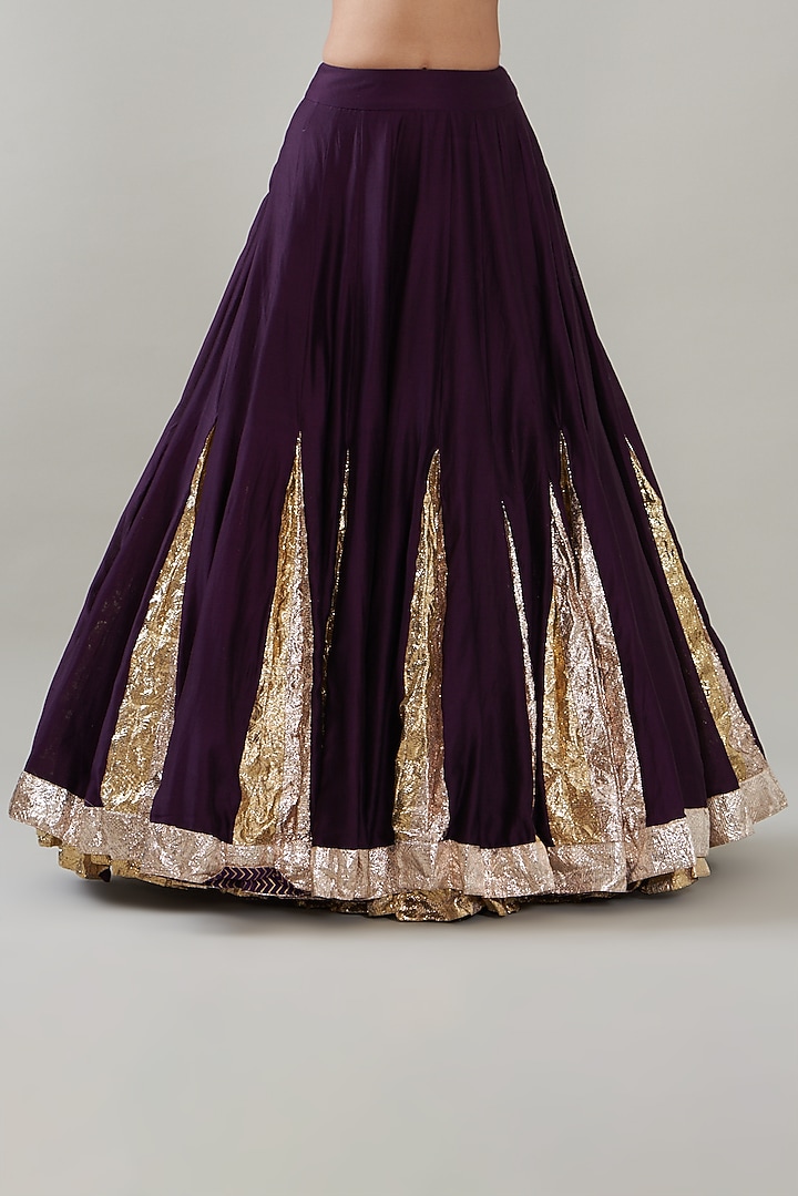 Aubergine Silk Organza Wedding Lehenga Set by ITRH at Pernia's Pop Up Shop