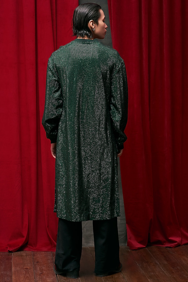 Emerald Green Italian Crepe Crystal Embellished Co-Ord Set by ITRH at Pernia's Pop Up Shop