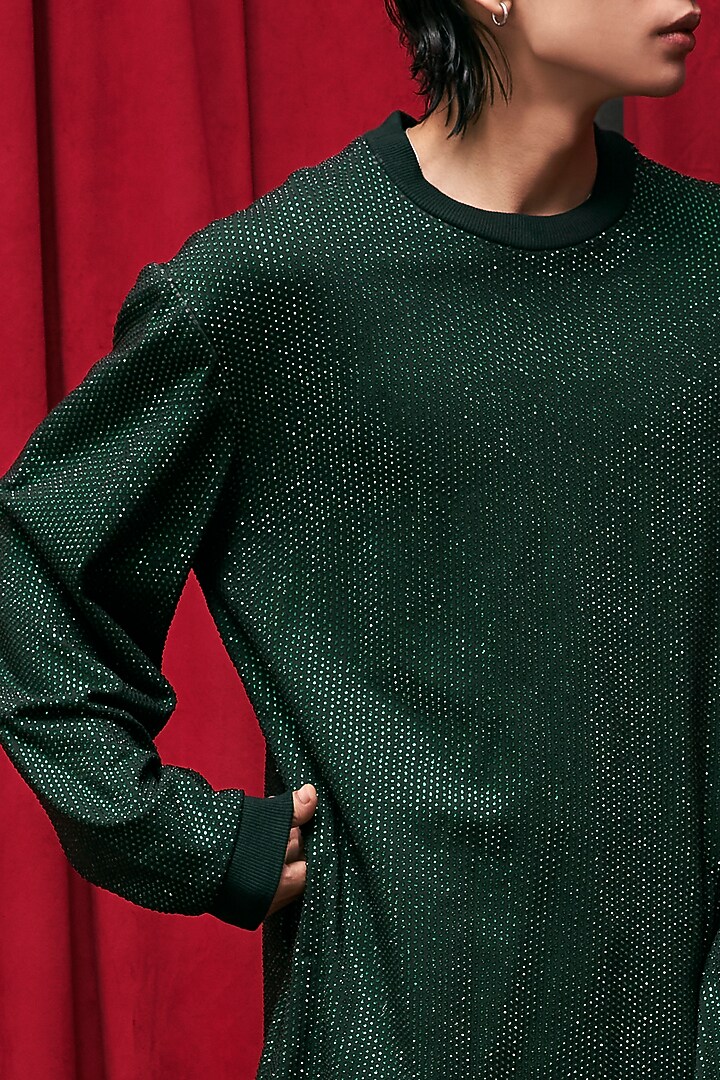 Emerald Green Italian Crepe Crystal Embellished Co-Ord Set by ITRH at Pernia's Pop Up Shop