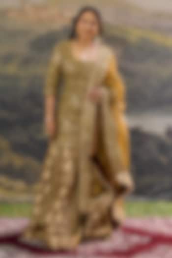 Brown Silk Brocade Zari Embroidered Bridal Sharara Set by ITRH at Pernia's Pop Up Shop