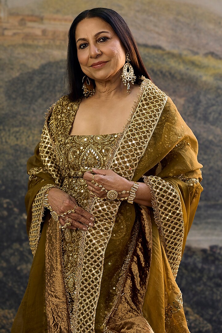 Brown Silk Brocade Zari Embroidered Bridal Sharara Set by ITRH at Pernia's Pop Up Shop