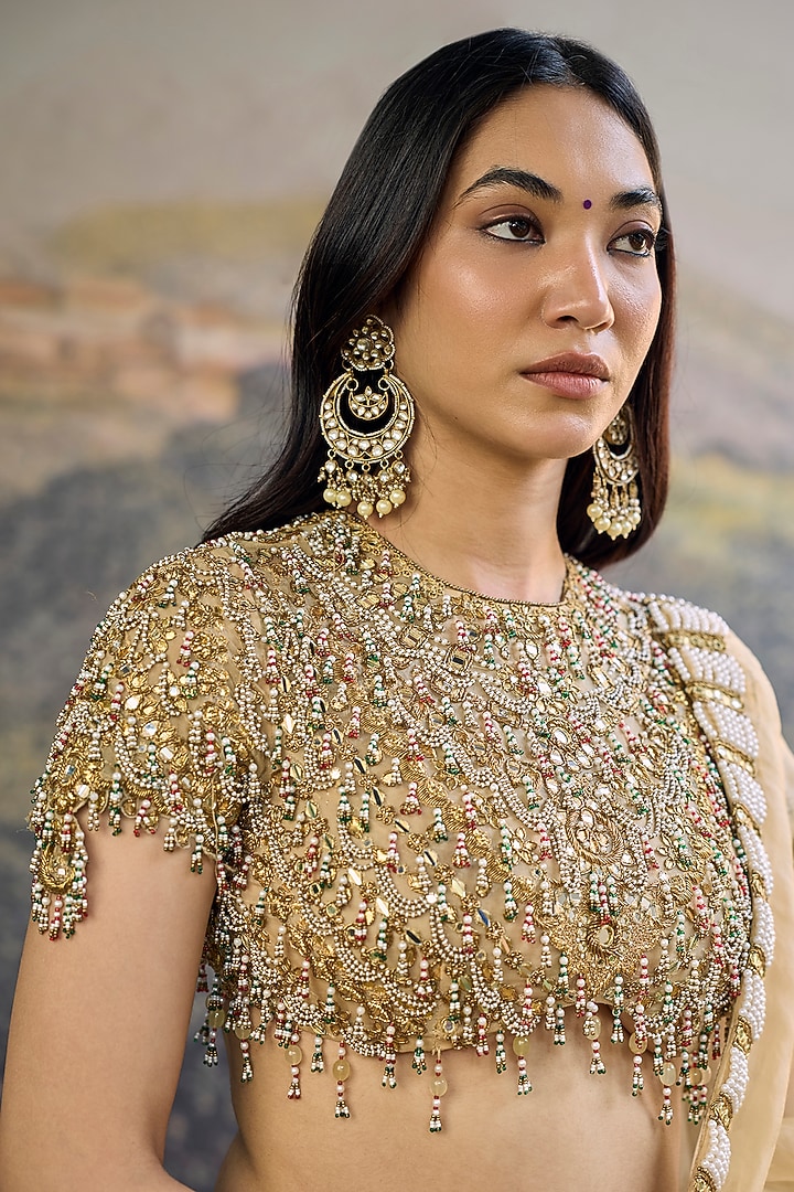 Butter Yellow Organza Embroidered Bridal Saree Set by ITRH at Pernia's Pop Up Shop