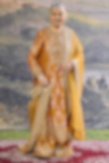 Mustard Brocade Embroidered Bridal Sharara Set by ITRH at Pernia's Pop Up Shop