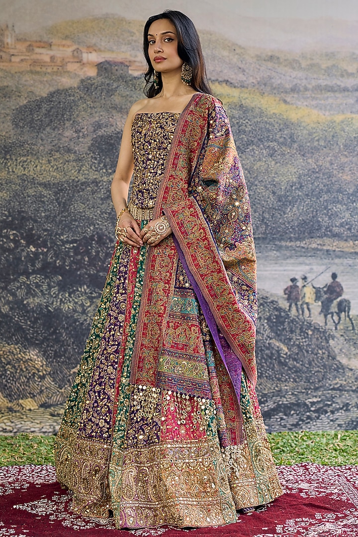 Multi-Colored Jamawar Bridal Lehenga Set by ITRH at Pernia's Pop Up Shop